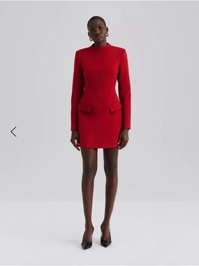 By Malina Structured Red Long-Sleeve Mini formal evening Dress NWT